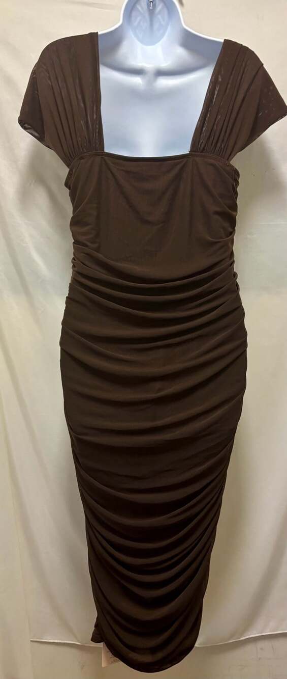 SHEIN BAE Brown Ruched Off Shoulder Bodycon Dress 1XL NWT